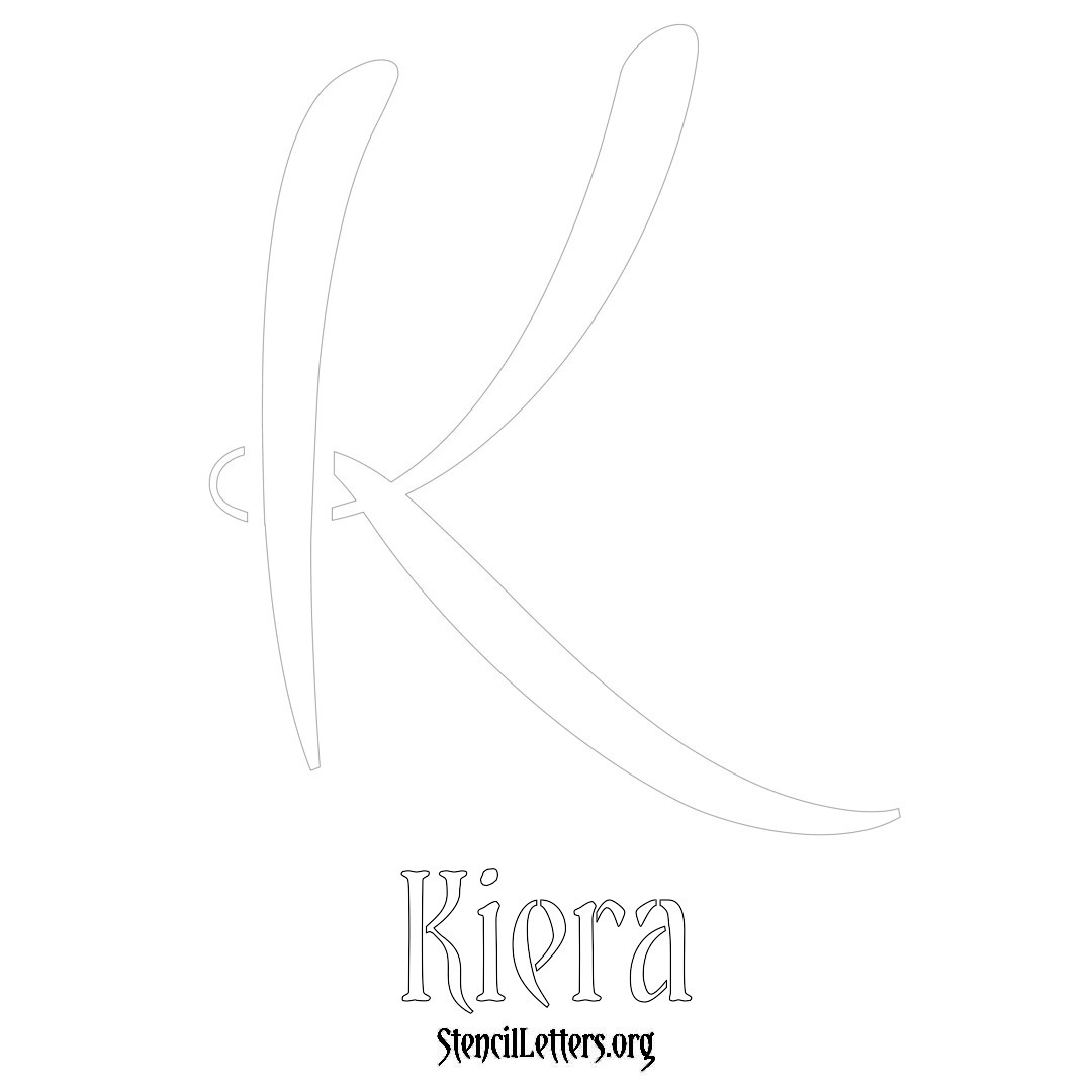 Kiera printable name initial stencil in Vintage Brush Lettering