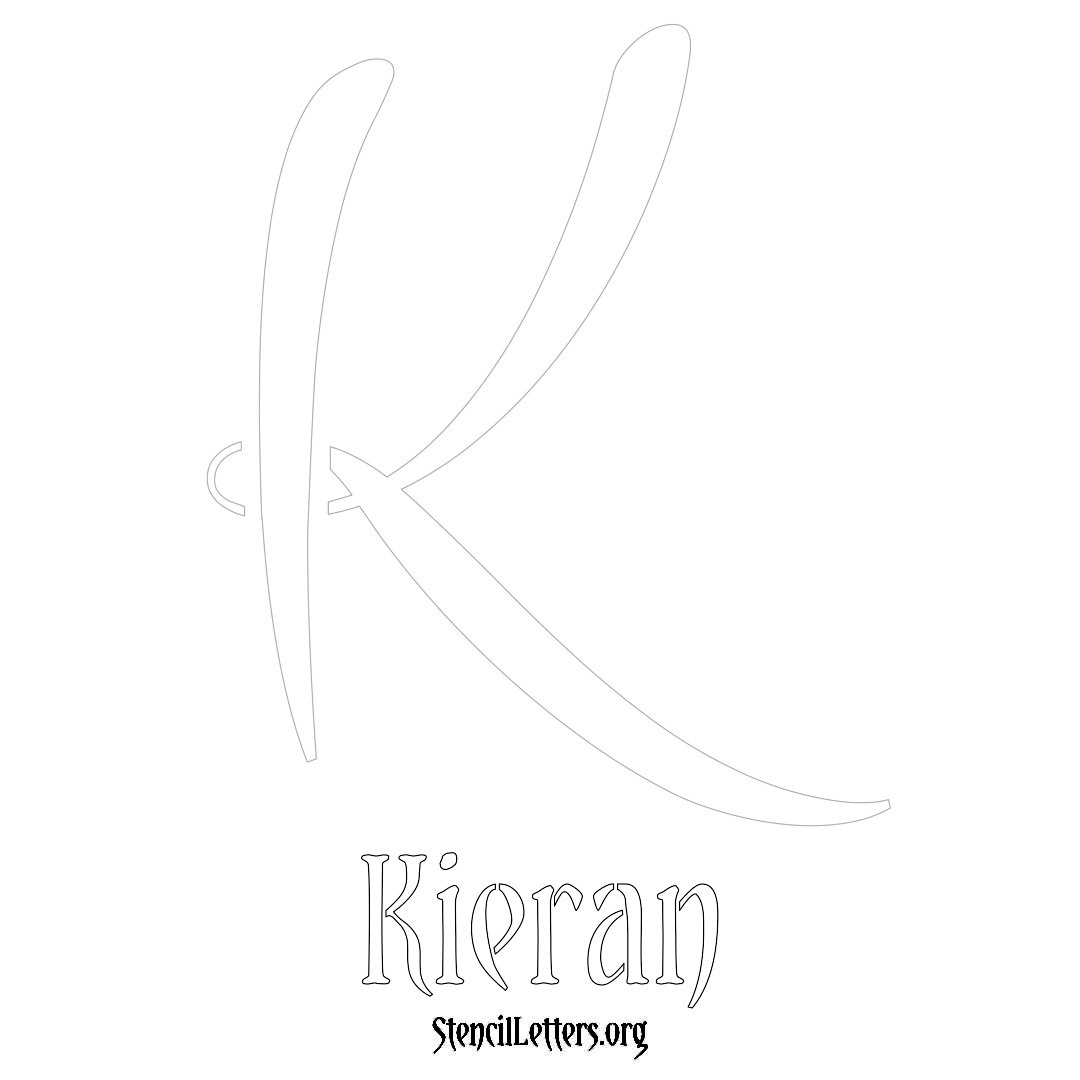 Kieran printable name initial stencil in Vintage Brush Lettering