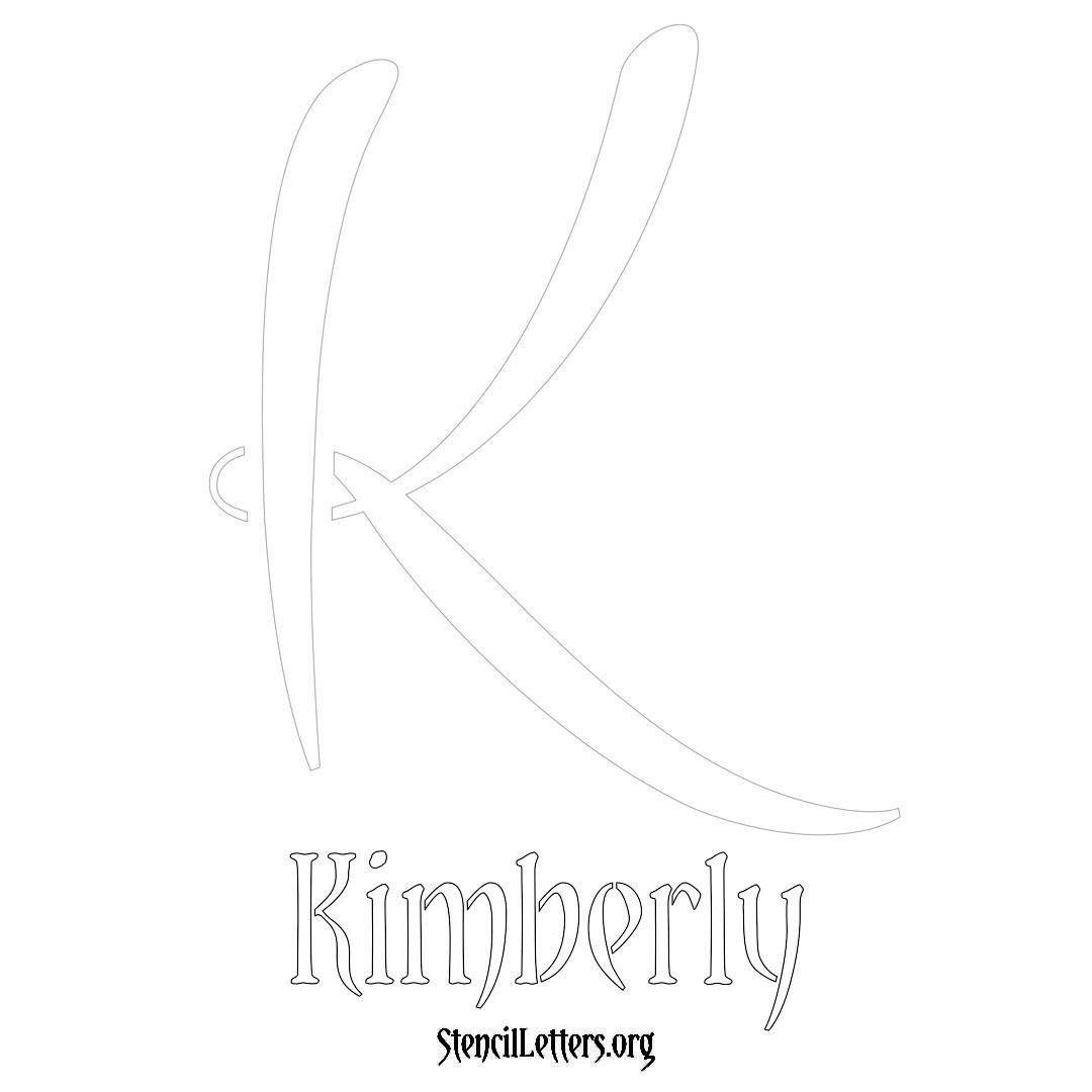 Kimberly printable name initial stencil in Vintage Brush Lettering