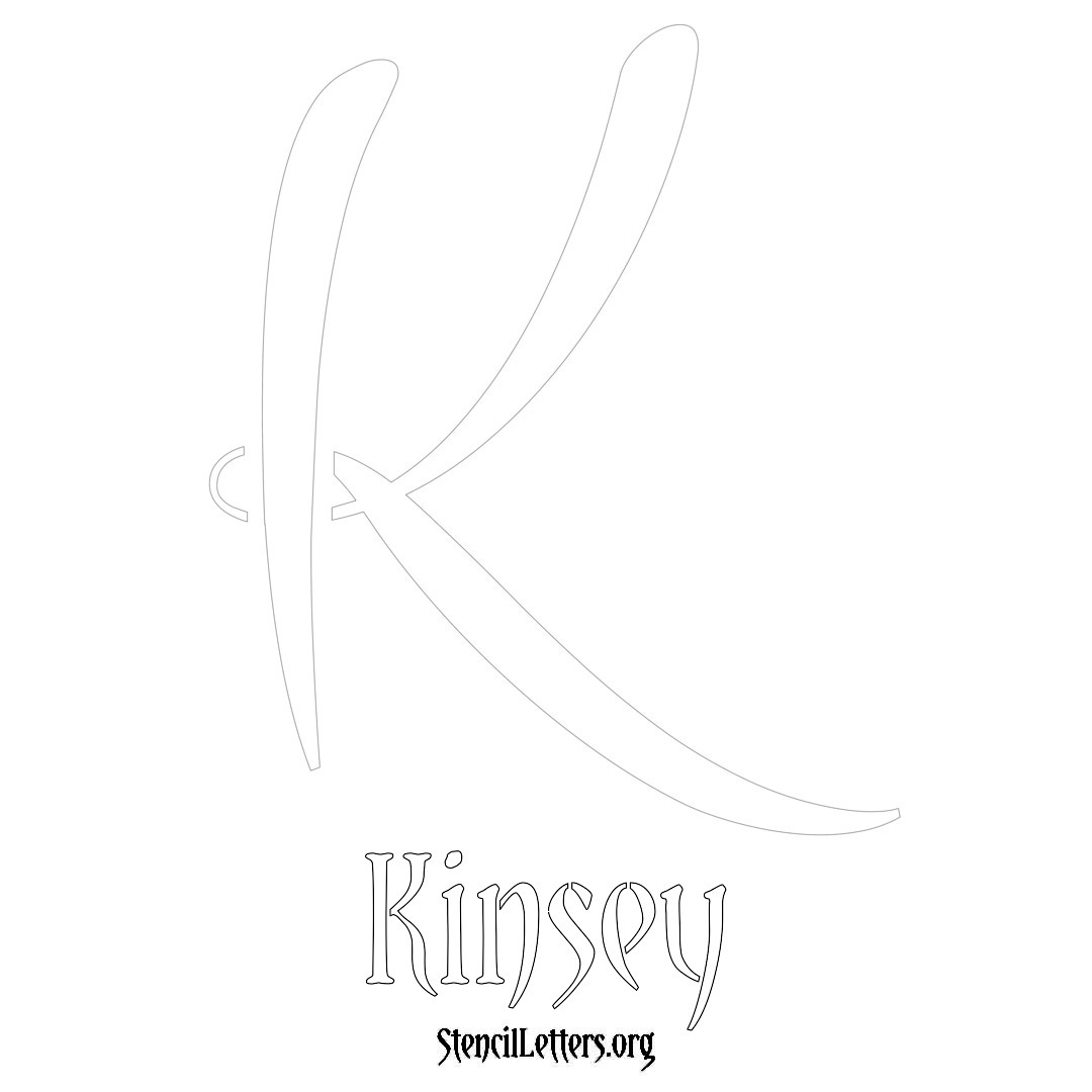 Kinsey printable name initial stencil in Vintage Brush Lettering