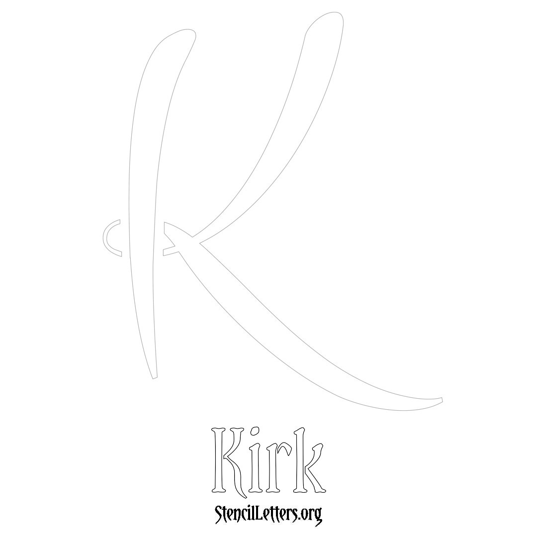 Kirk printable name initial stencil in Vintage Brush Lettering