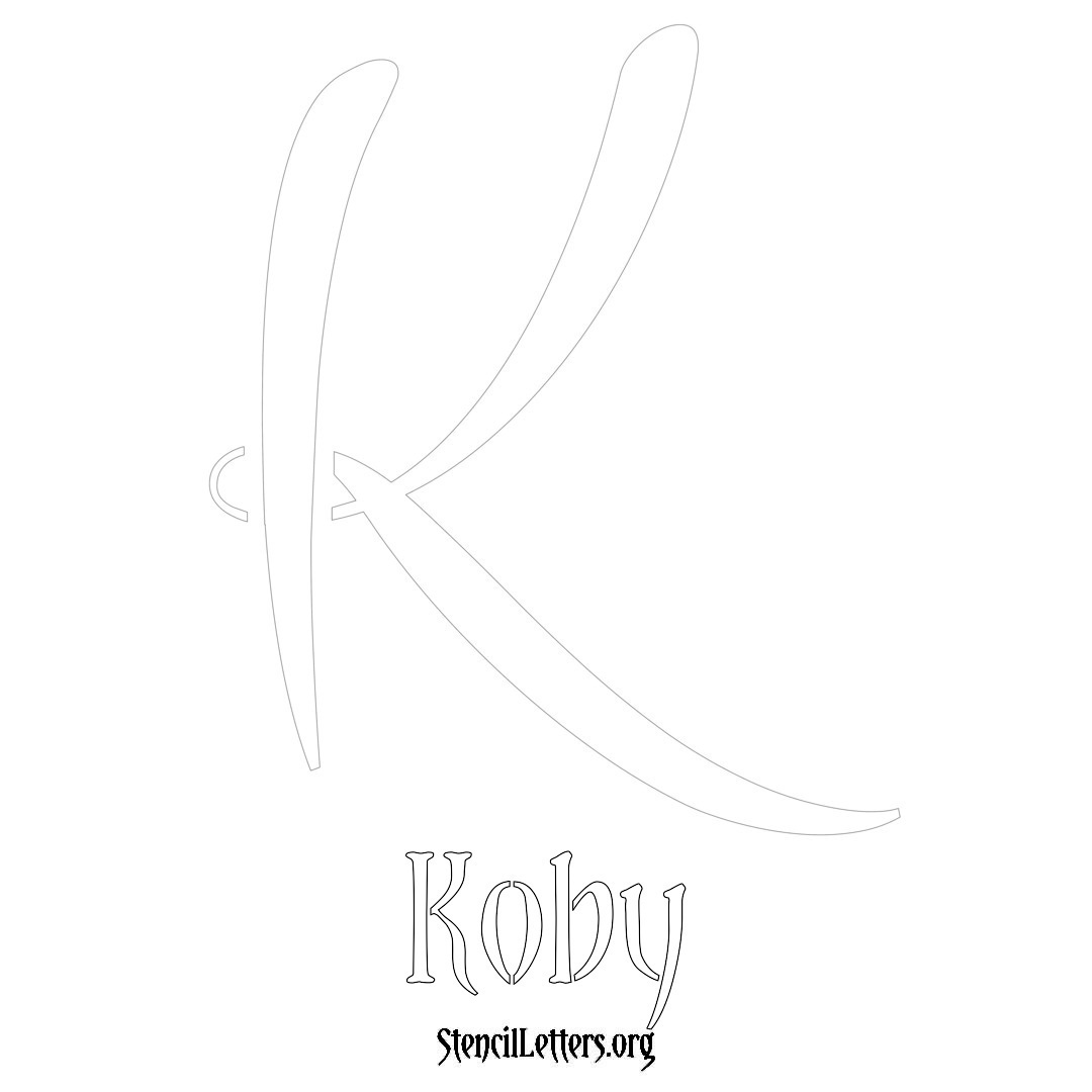 Koby printable name initial stencil in Vintage Brush Lettering