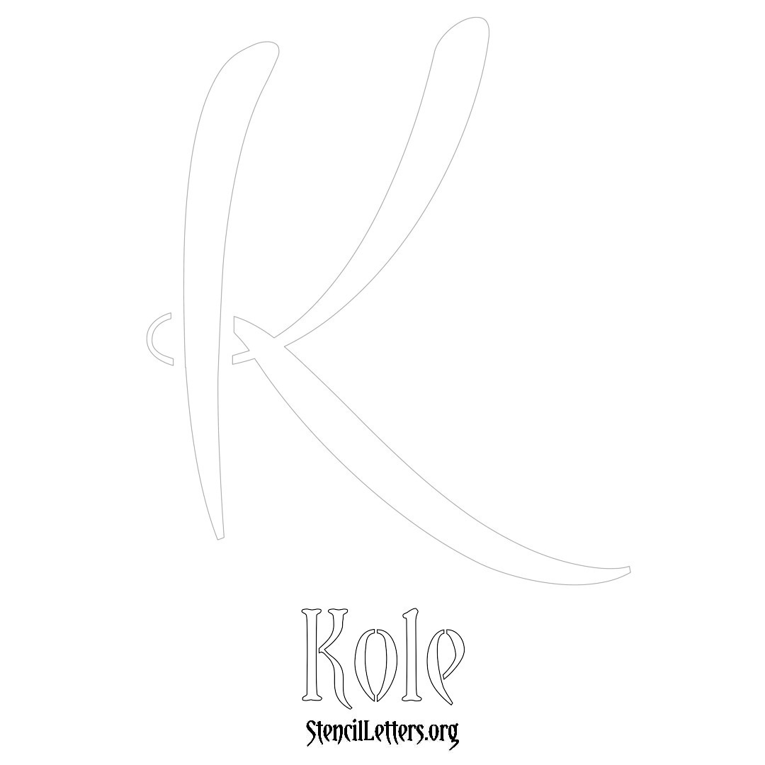 Kole printable name initial stencil in Vintage Brush Lettering