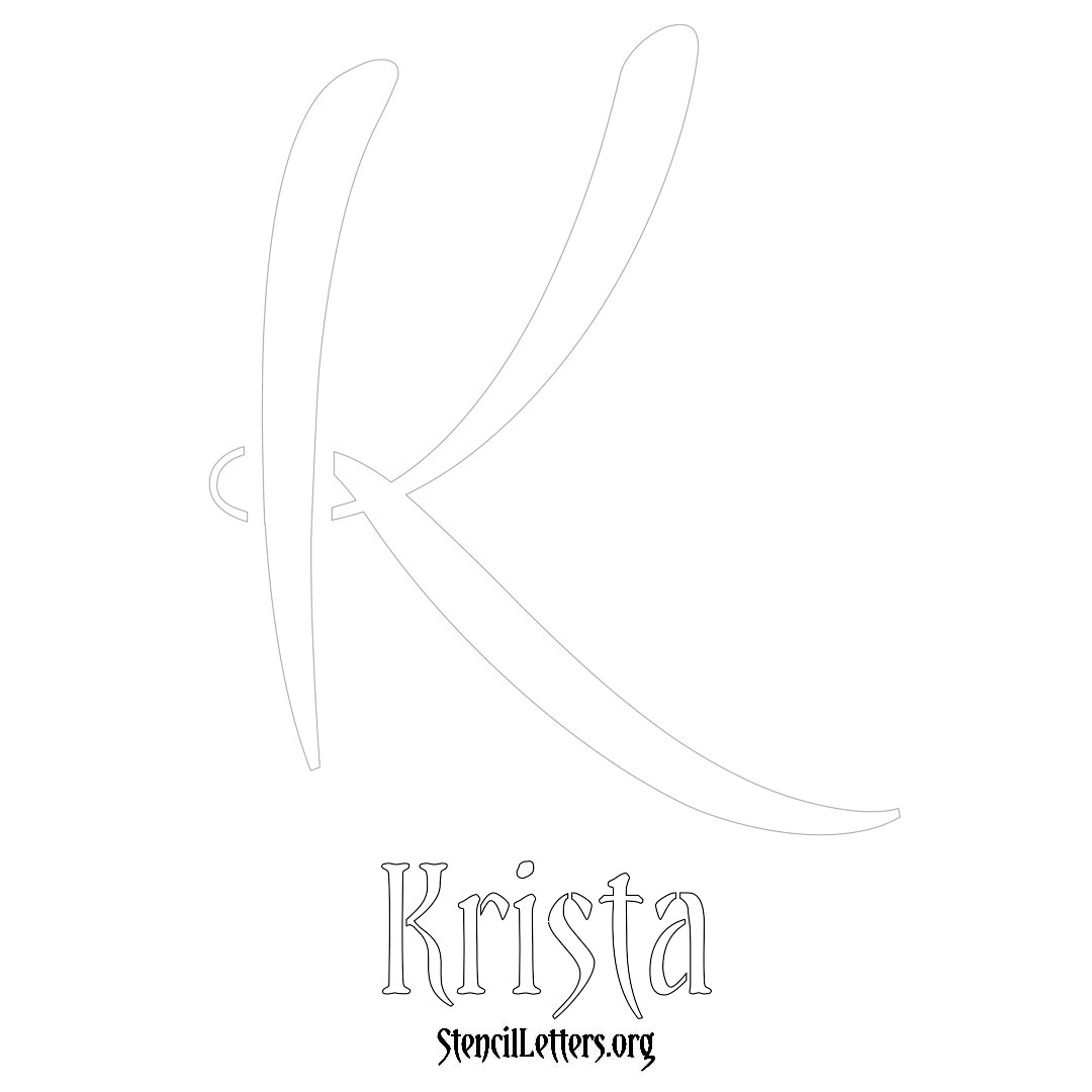 Krista printable name initial stencil in Vintage Brush Lettering