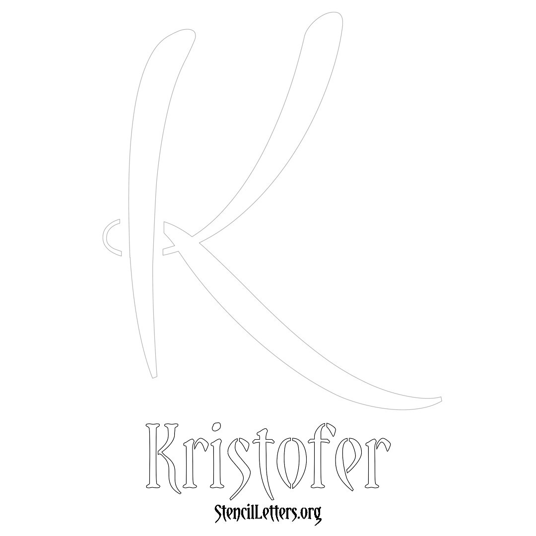 Kristofer printable name initial stencil in Vintage Brush Lettering