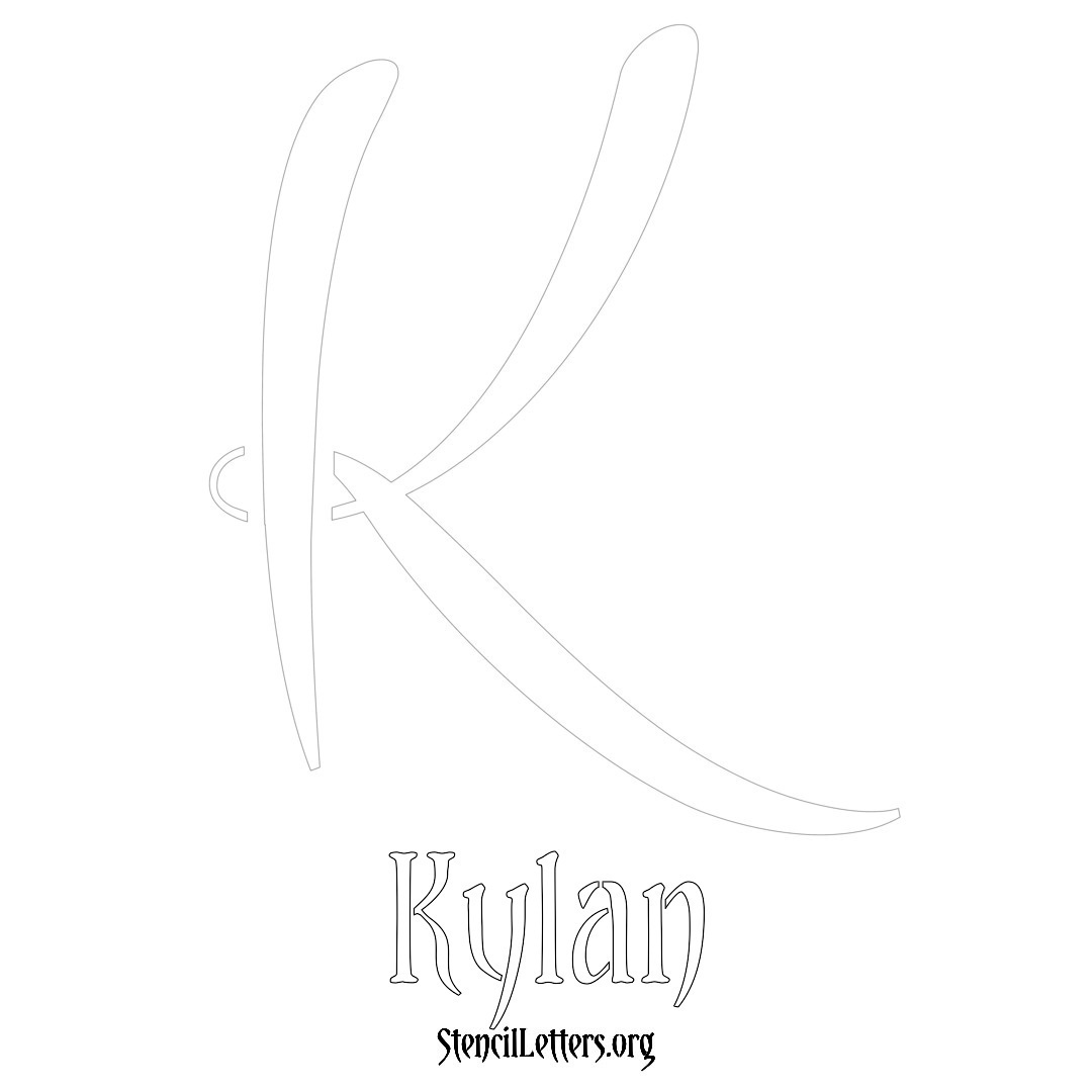 Kylan printable name initial stencil in Vintage Brush Lettering