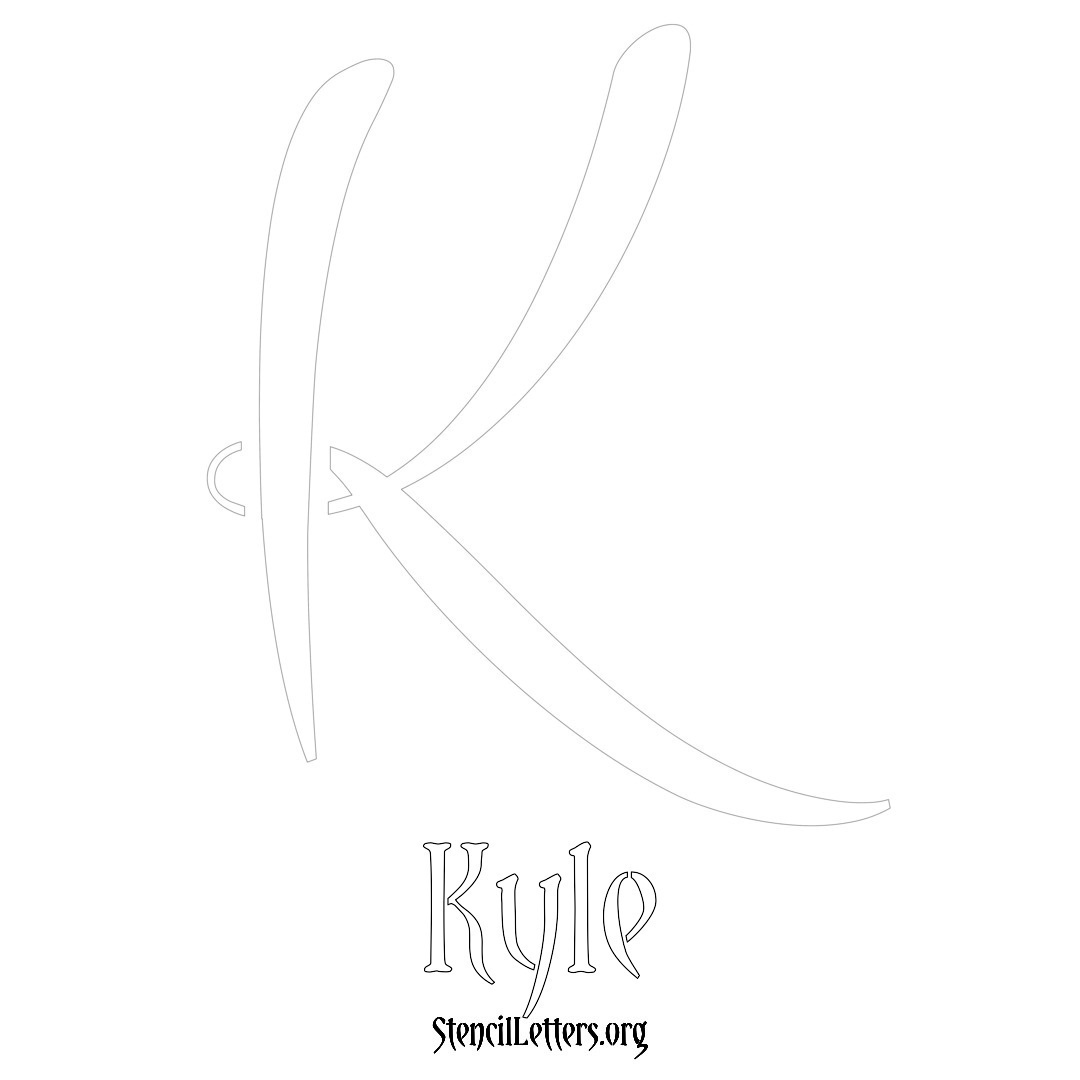 Kyle printable name initial stencil in Vintage Brush Lettering