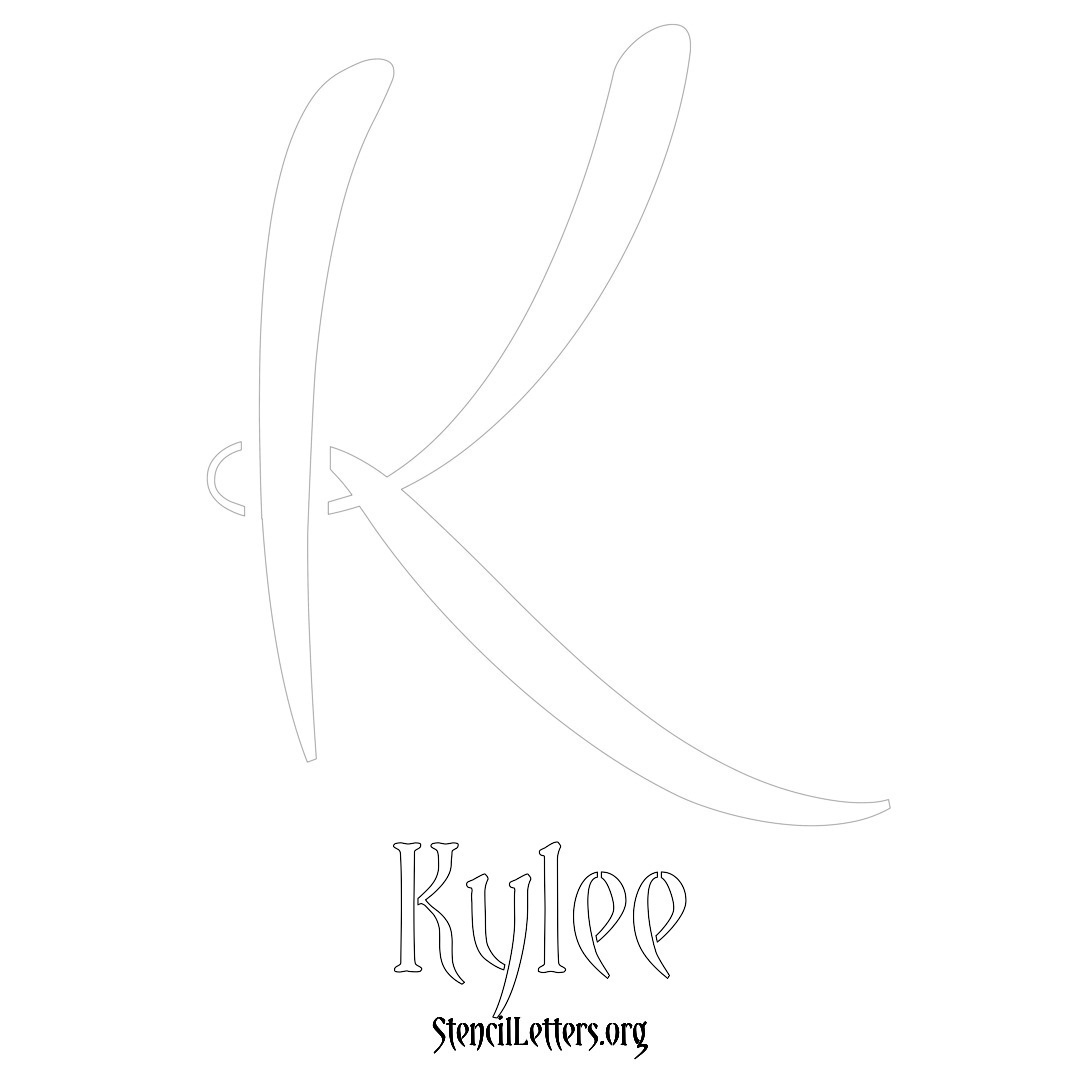 Kylee printable name initial stencil in Vintage Brush Lettering