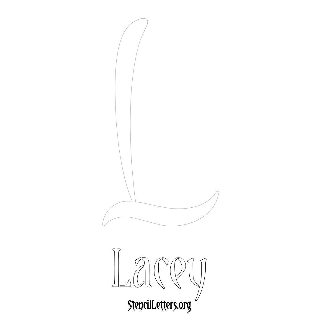 Lacey printable name initial stencil in Vintage Brush Lettering