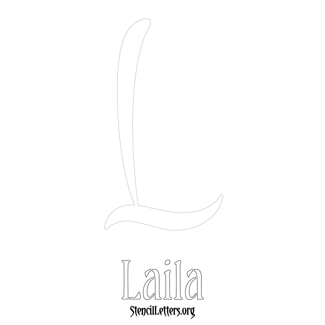 Laila printable name initial stencil in Vintage Brush Lettering