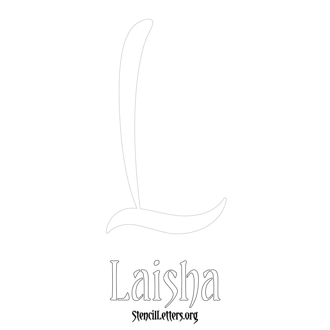 Laisha printable name initial stencil in Vintage Brush Lettering