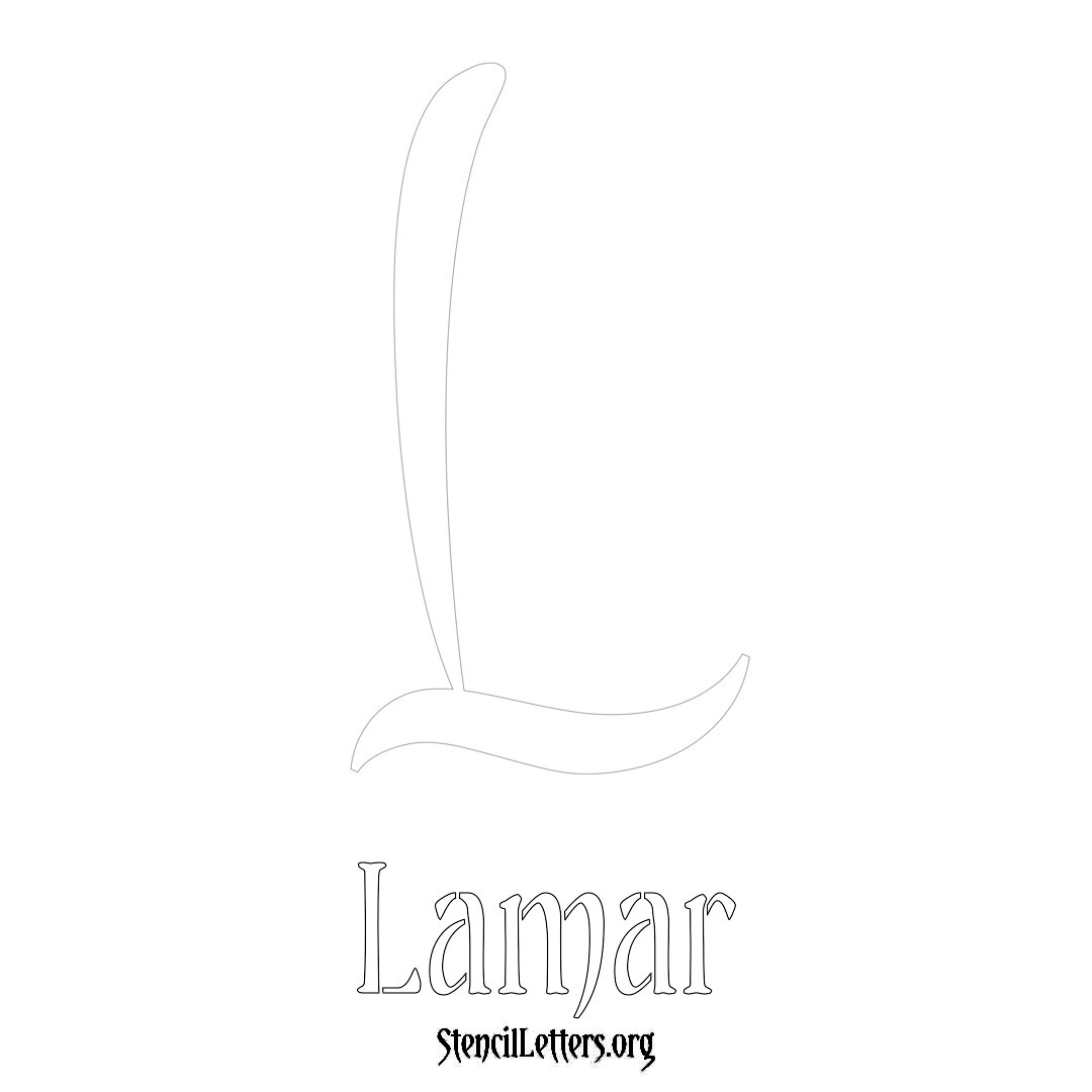 Lamar printable name initial stencil in Vintage Brush Lettering