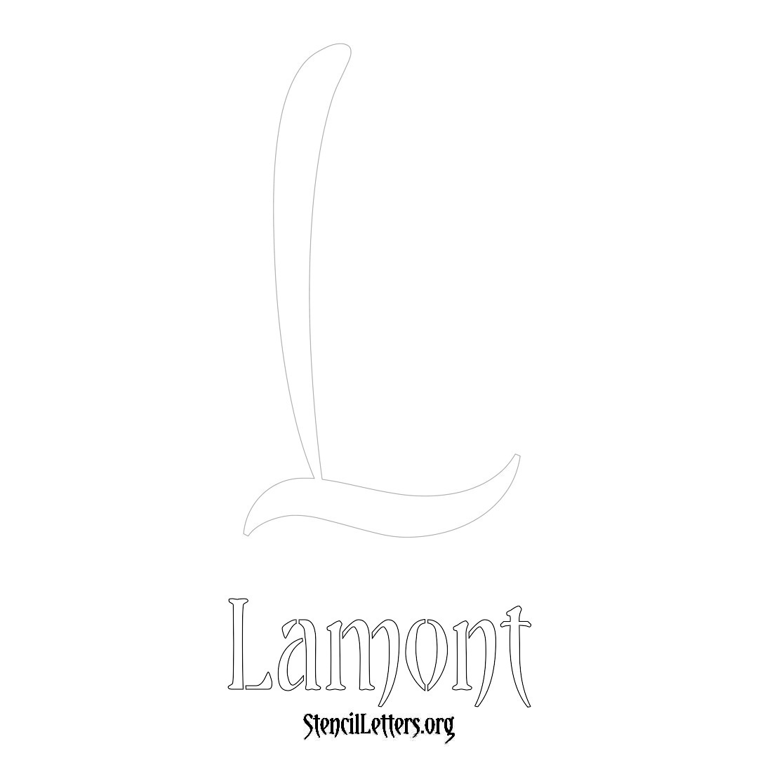 Lamont printable name initial stencil in Vintage Brush Lettering