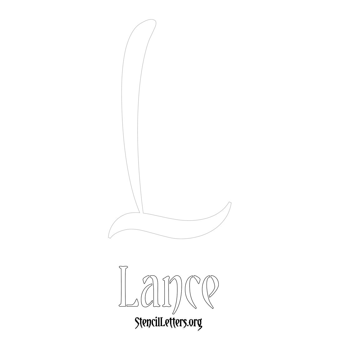 Lance printable name initial stencil in Vintage Brush Lettering