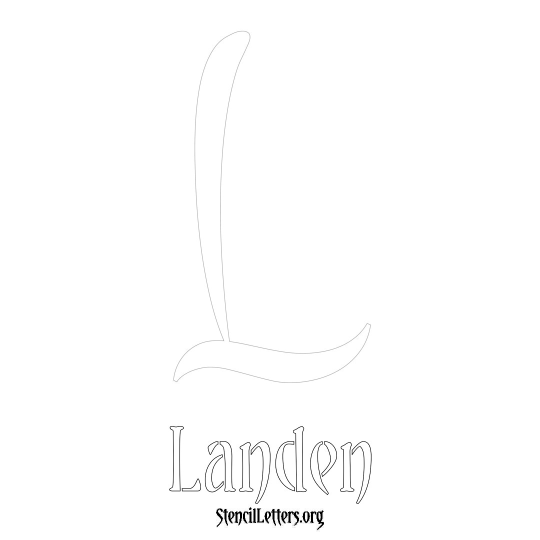 Landen printable name initial stencil in Vintage Brush Lettering