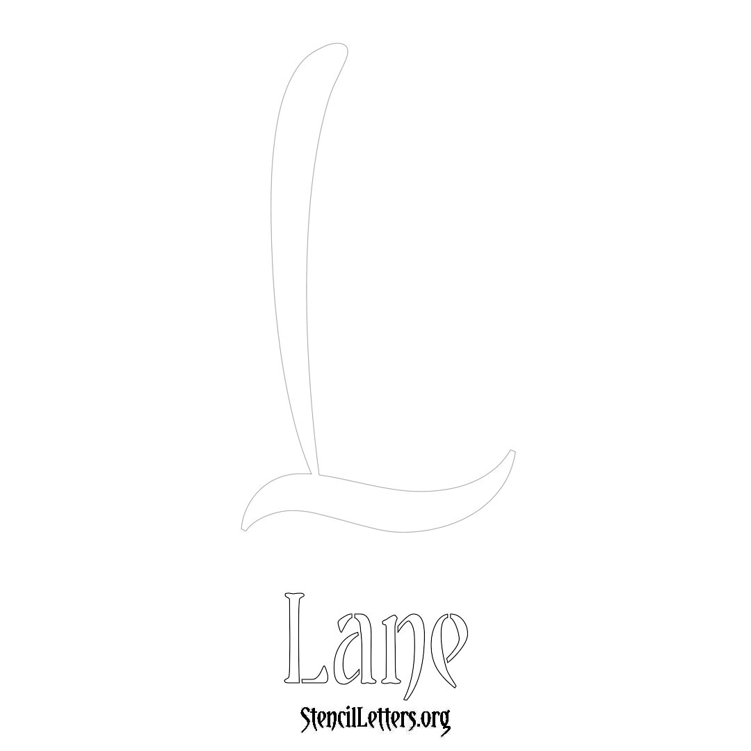 Lane printable name initial stencil in Vintage Brush Lettering