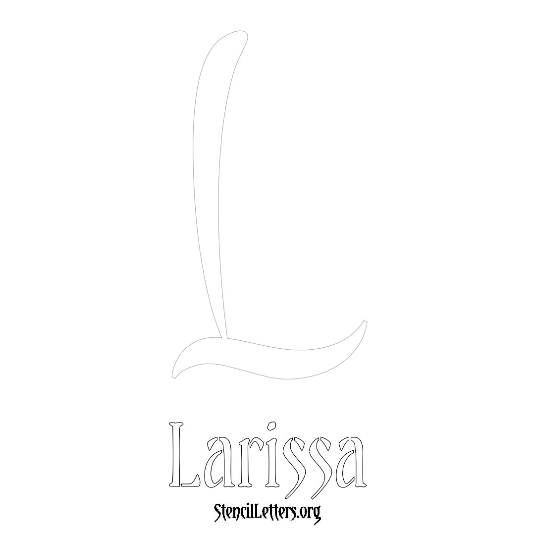 Larissa printable name initial stencil in Vintage Brush Lettering