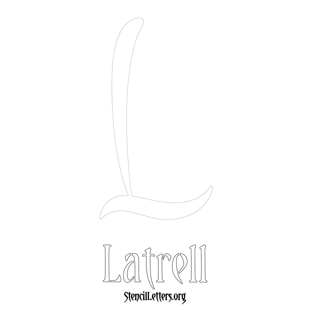 Latrell printable name initial stencil in Vintage Brush Lettering