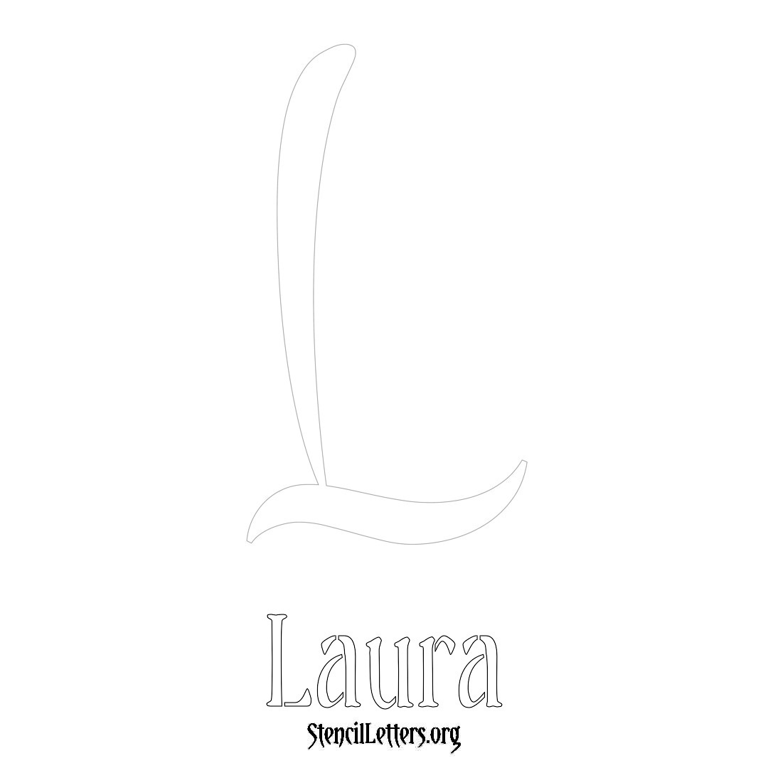 Laura printable name initial stencil in Vintage Brush Lettering