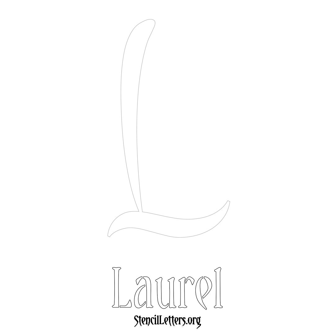 Laurel printable name initial stencil in Vintage Brush Lettering