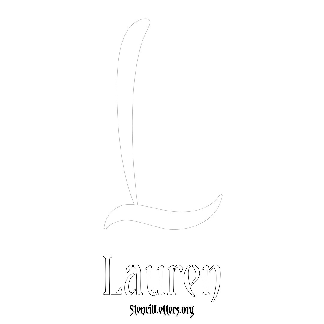 Lauren printable name initial stencil in Vintage Brush Lettering