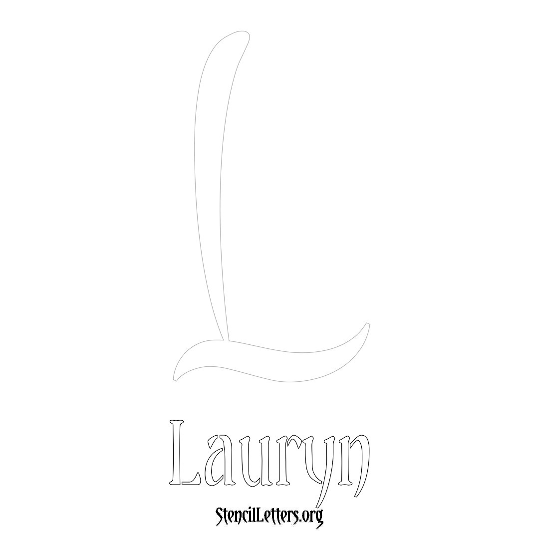 Lauryn printable name initial stencil in Vintage Brush Lettering