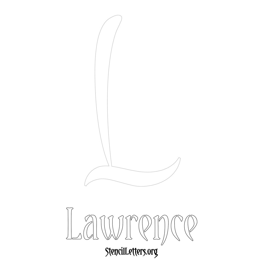 Lawrence printable name initial stencil in Vintage Brush Lettering