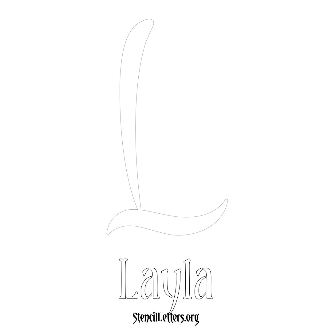 Layla printable name initial stencil in Vintage Brush Lettering