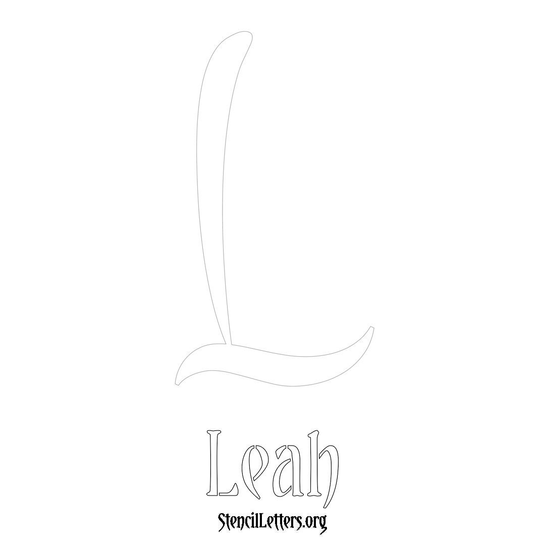 Leah printable name initial stencil in Vintage Brush Lettering