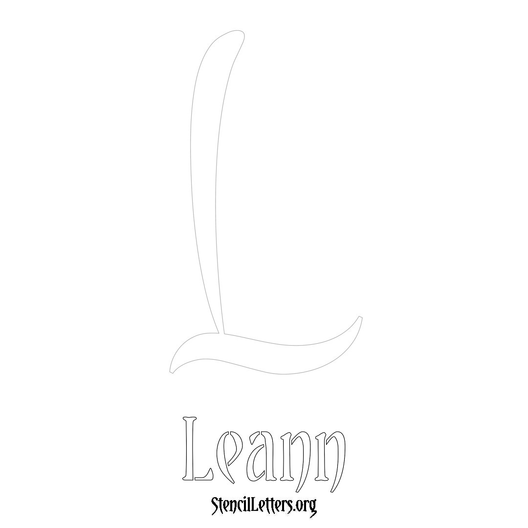 Leann printable name initial stencil in Vintage Brush Lettering