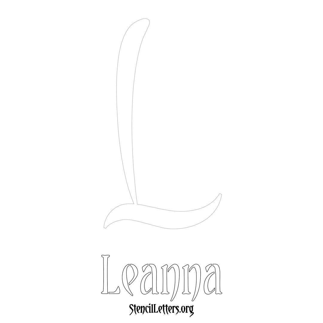 Leanna printable name initial stencil in Vintage Brush Lettering