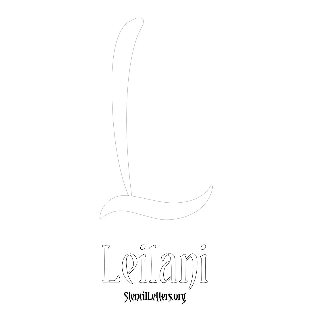 Leilani printable name initial stencil in Vintage Brush Lettering