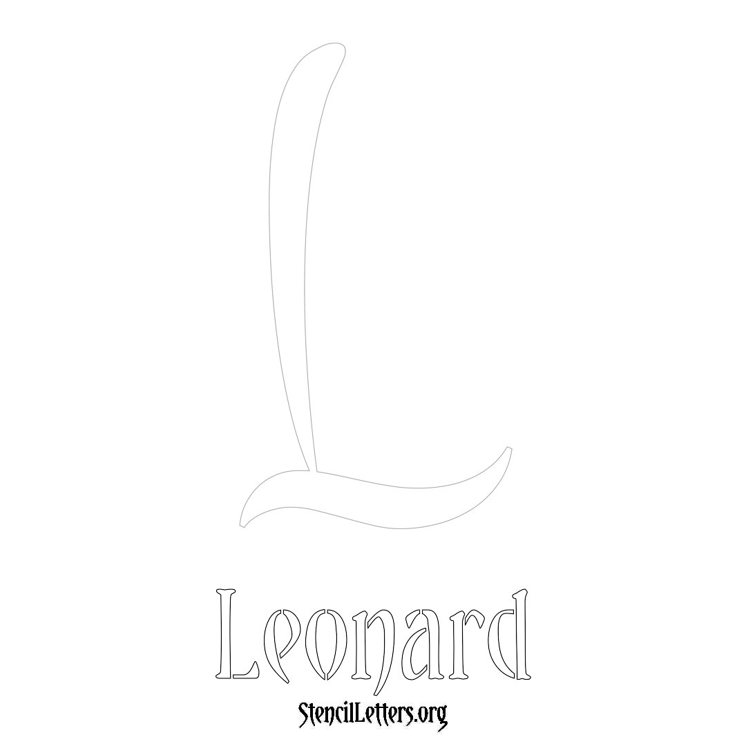 Leonard printable name initial stencil in Vintage Brush Lettering