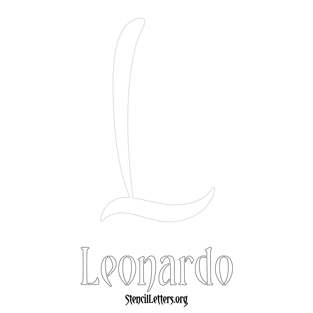 Leonardo printable name initial stencil in Vintage Brush Lettering
