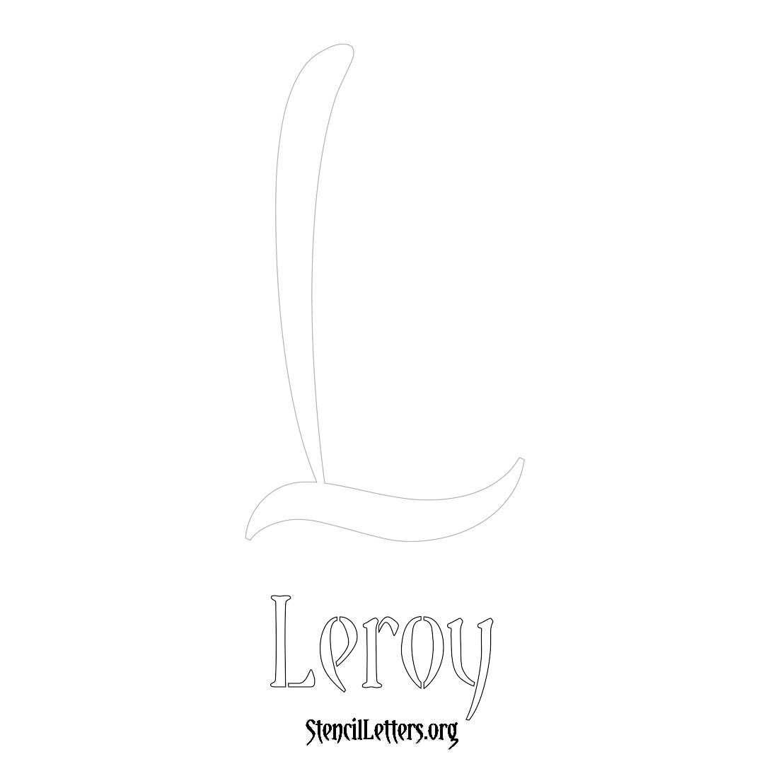 Leroy printable name initial stencil in Vintage Brush Lettering