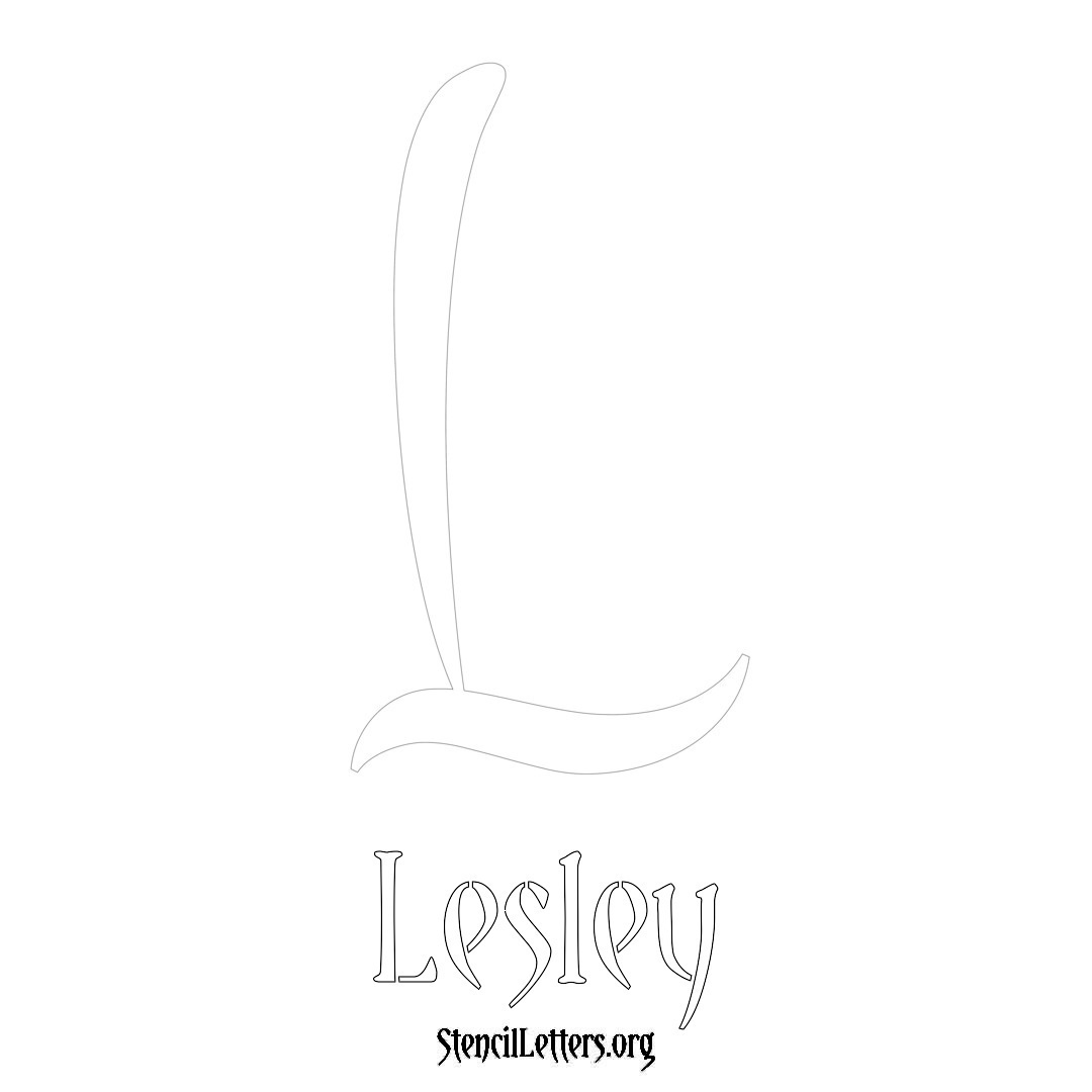 Lesley printable name initial stencil in Vintage Brush Lettering