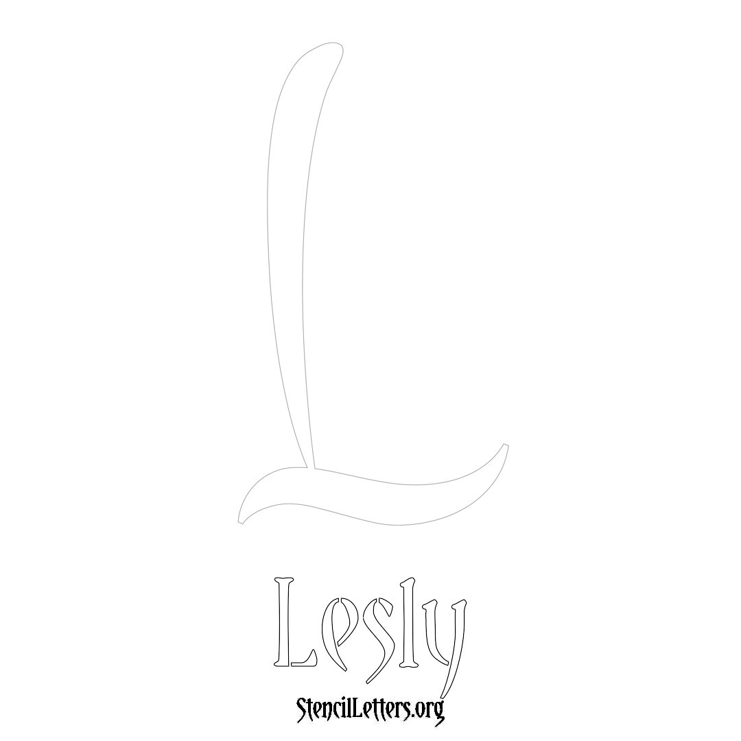 Lesly printable name initial stencil in Vintage Brush Lettering