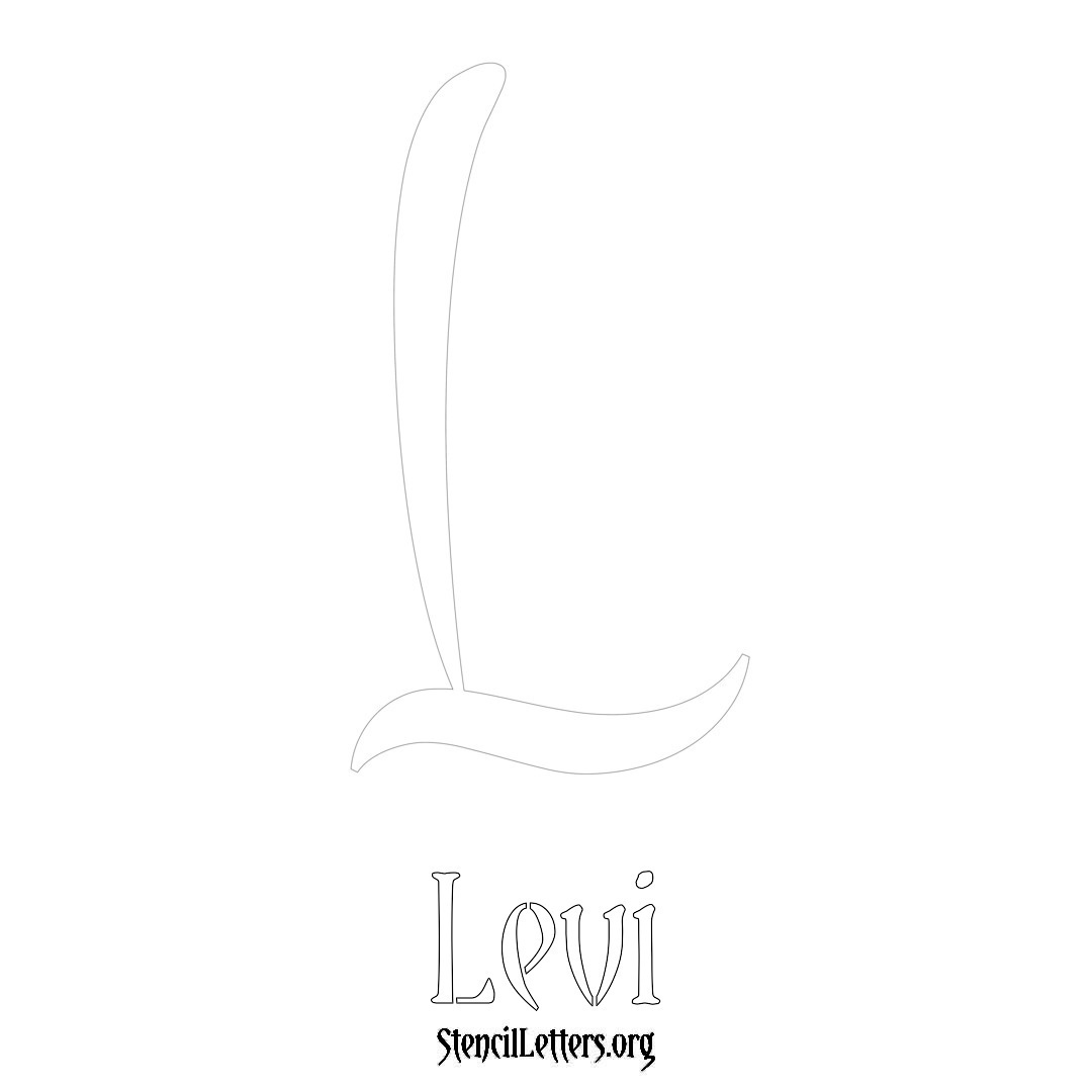 Levi printable name initial stencil in Vintage Brush Lettering