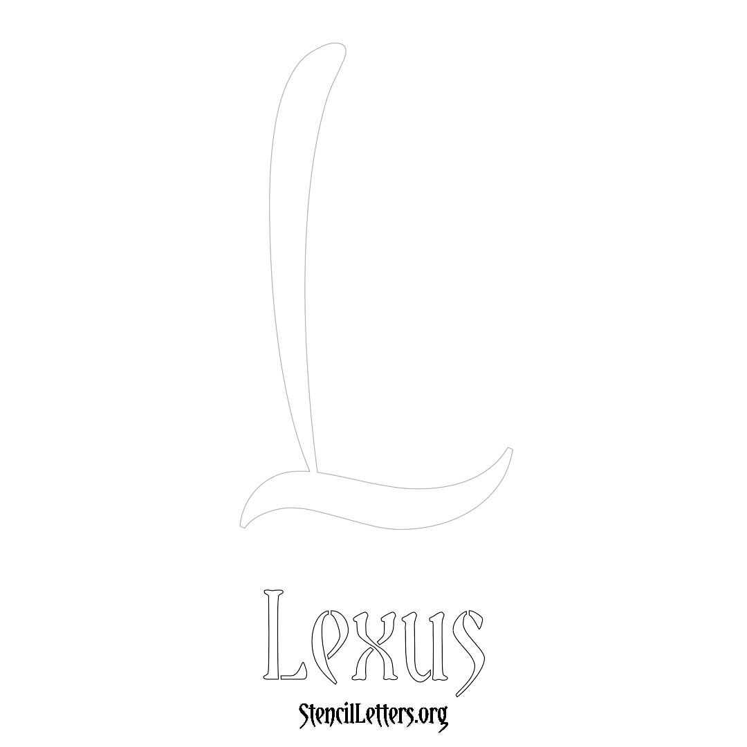 Lexus printable name initial stencil in Vintage Brush Lettering