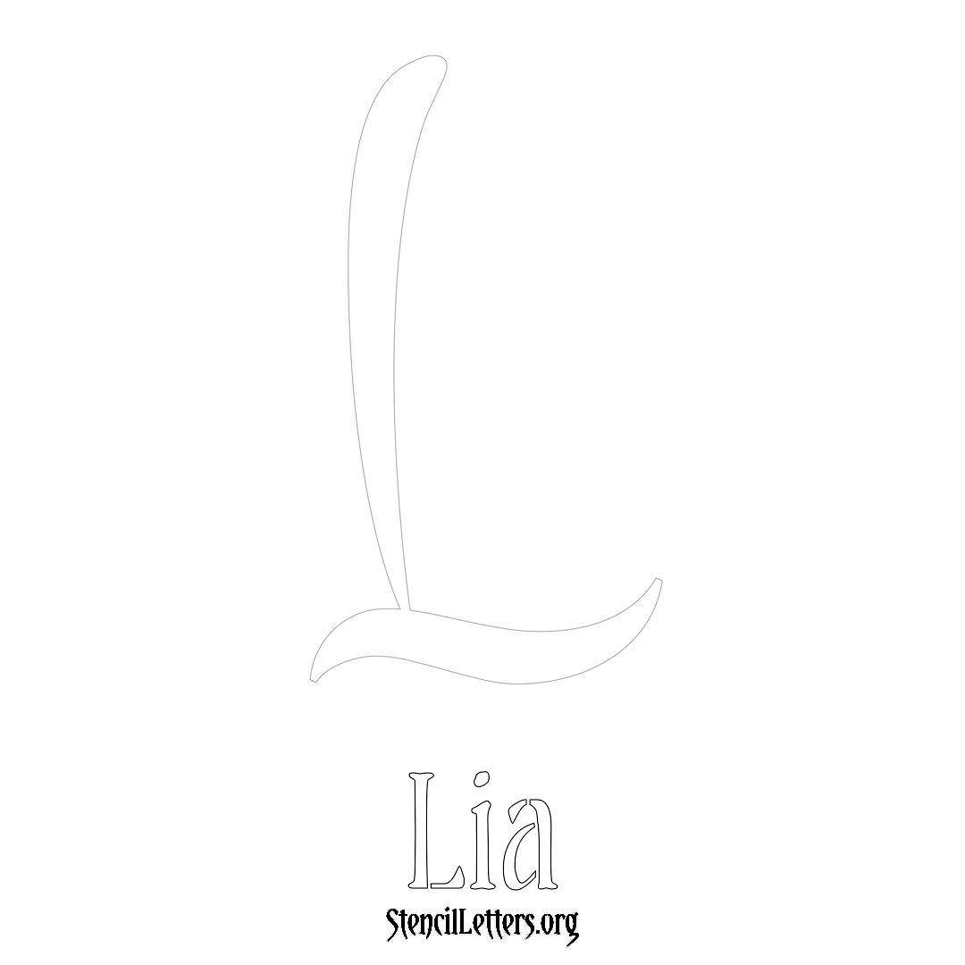 Lia printable name initial stencil in Vintage Brush Lettering