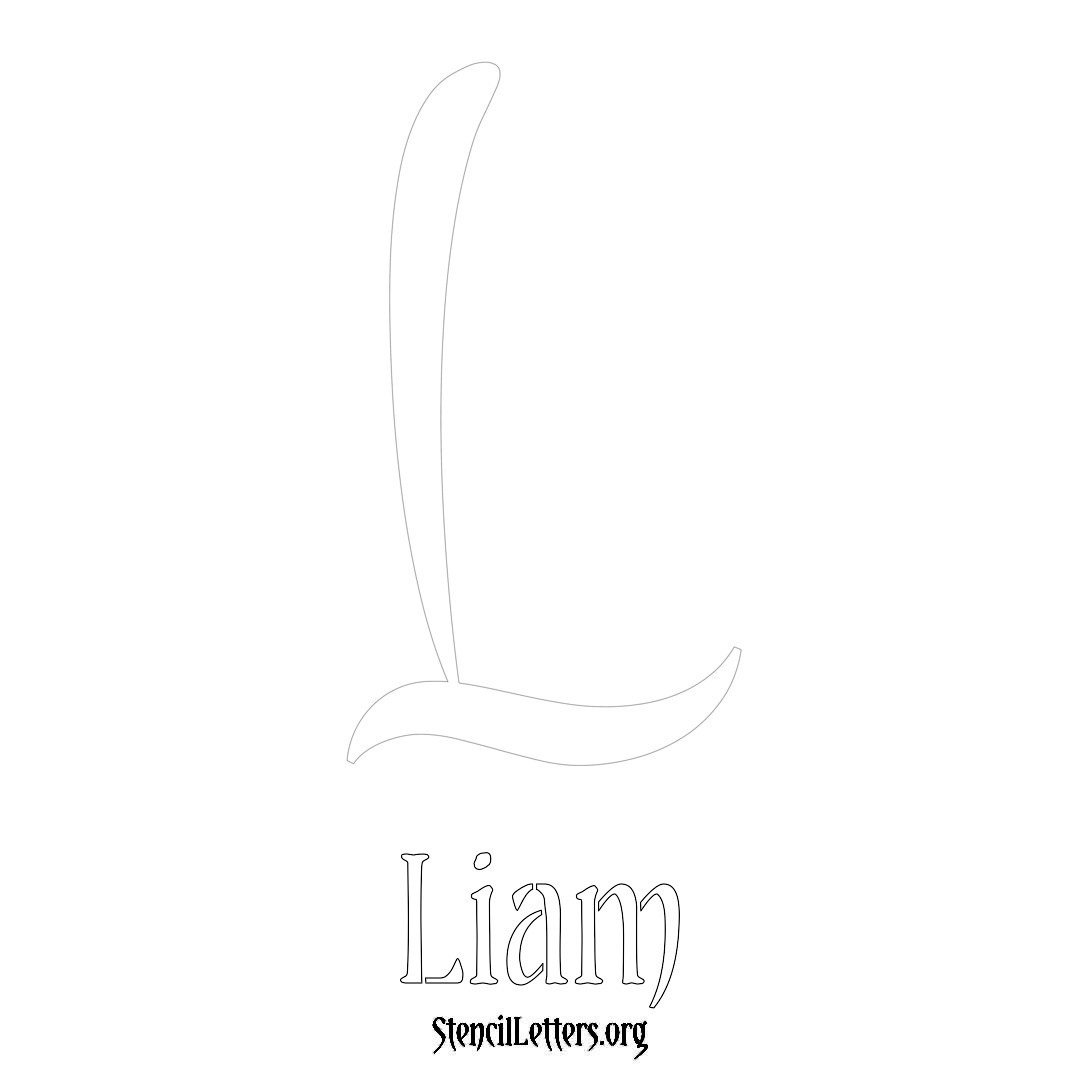 Liam printable name initial stencil in Vintage Brush Lettering