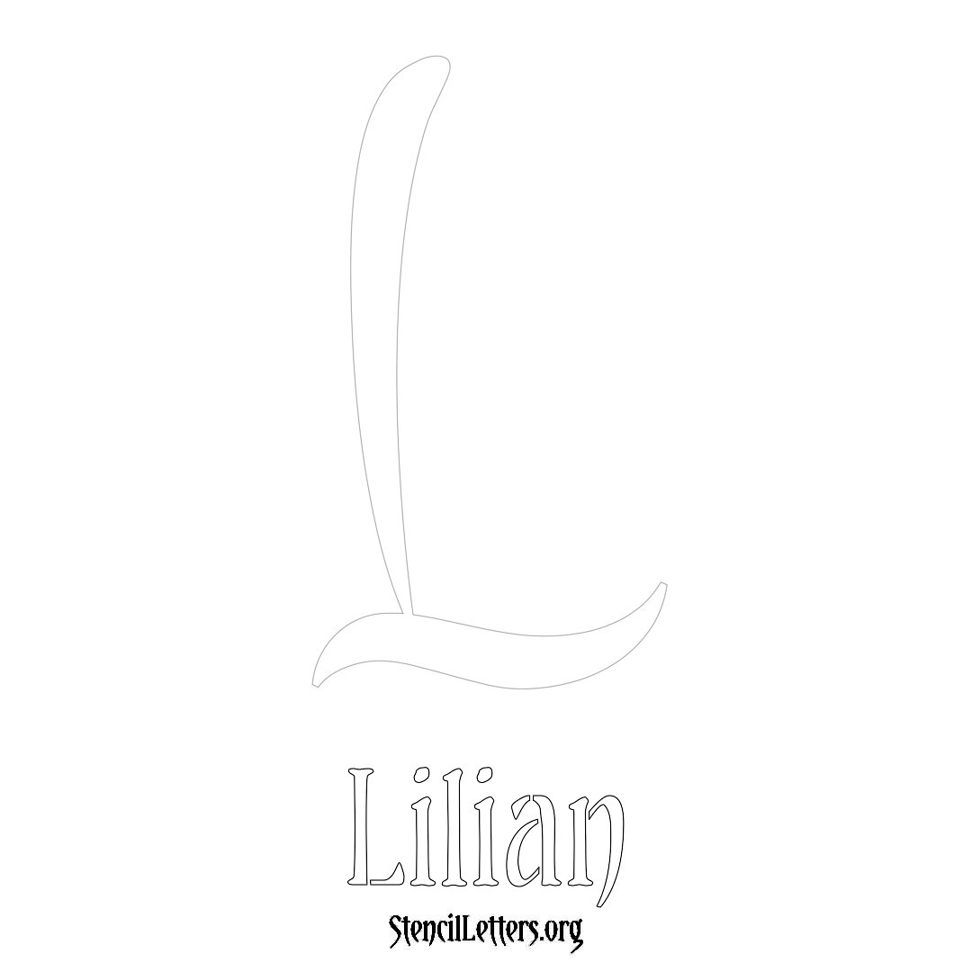 Lilian printable name initial stencil in Vintage Brush Lettering