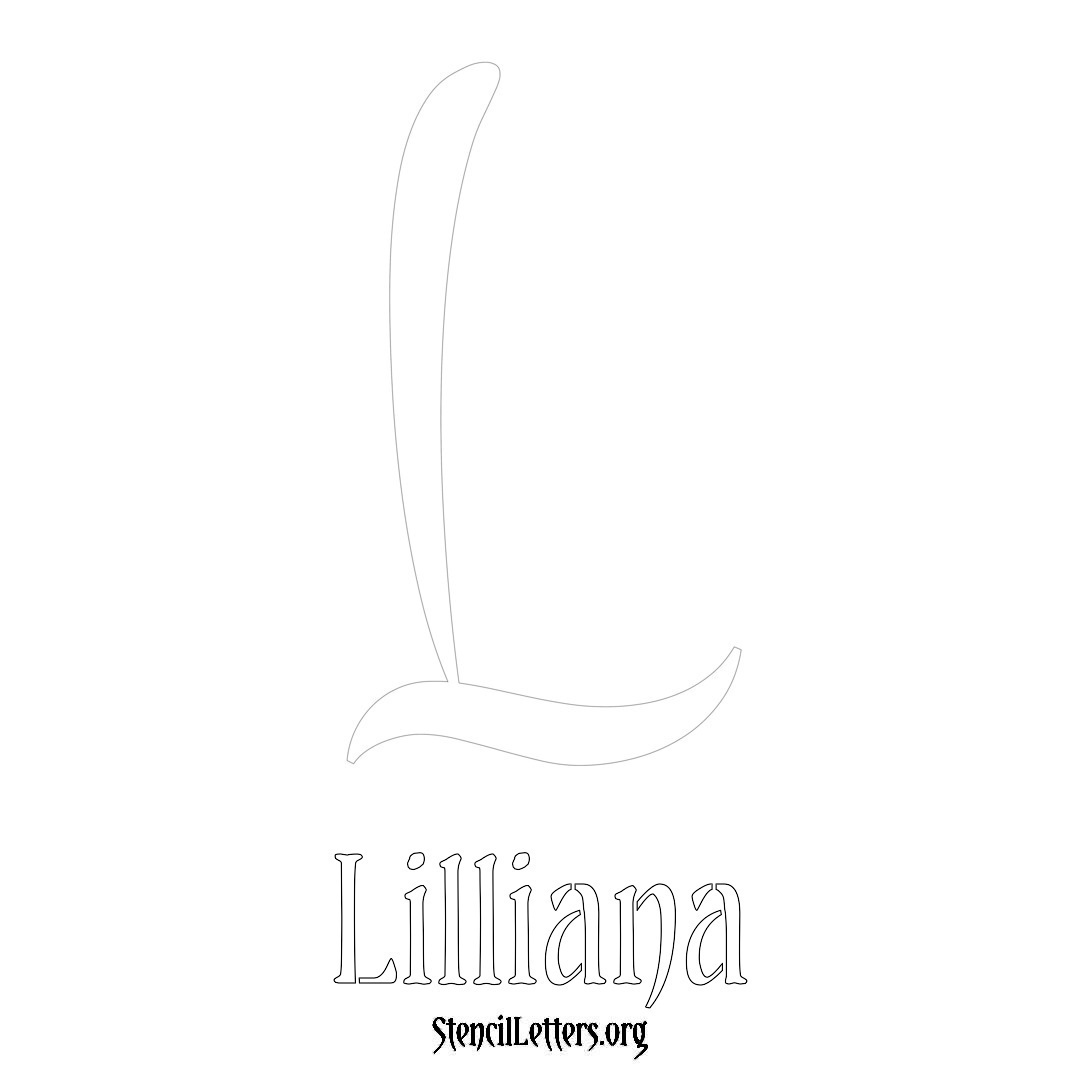 Lilliana printable name initial stencil in Vintage Brush Lettering