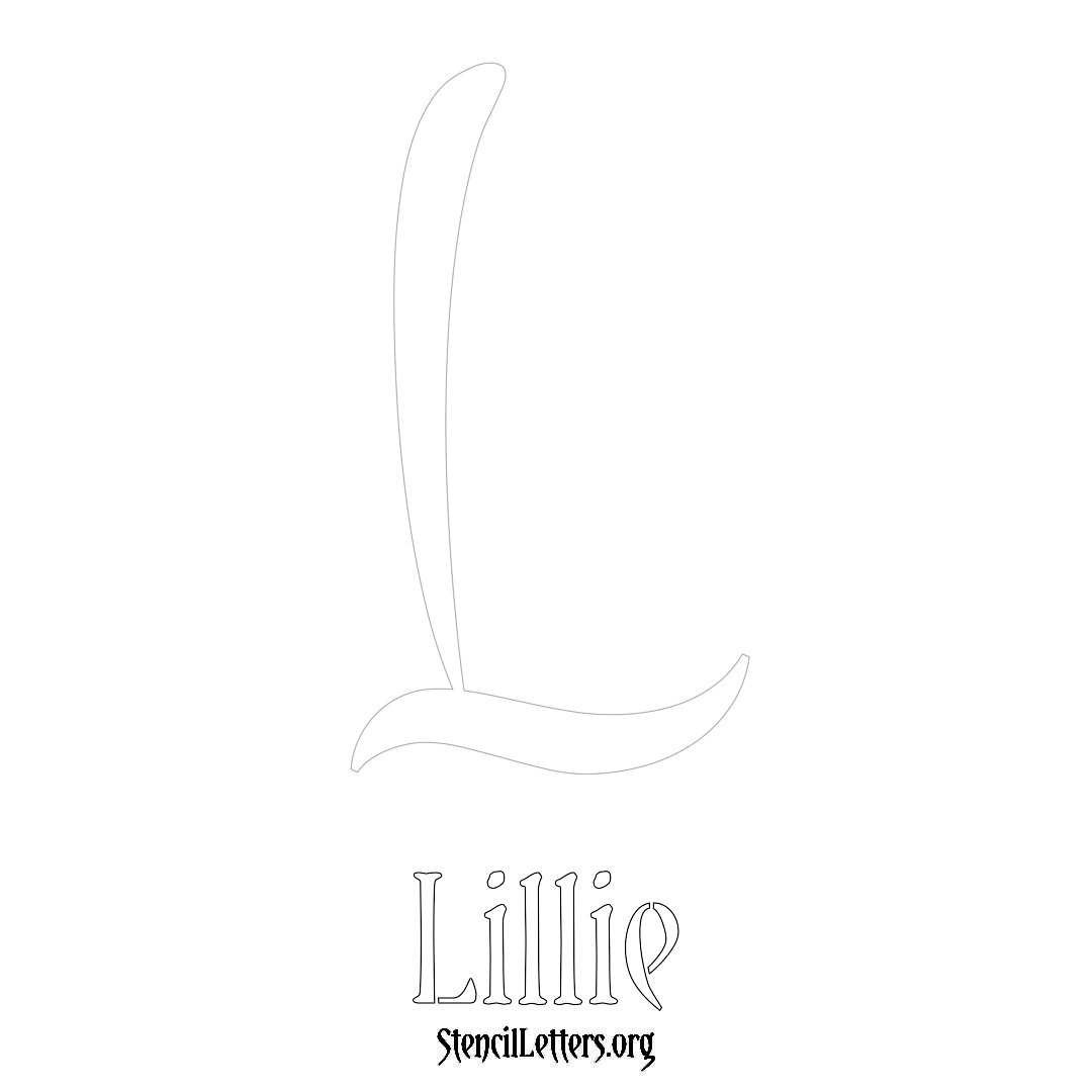 Lillie printable name initial stencil in Vintage Brush Lettering