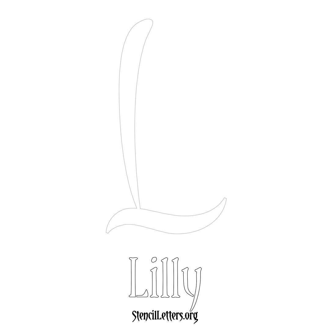 Lilly printable name initial stencil in Vintage Brush Lettering