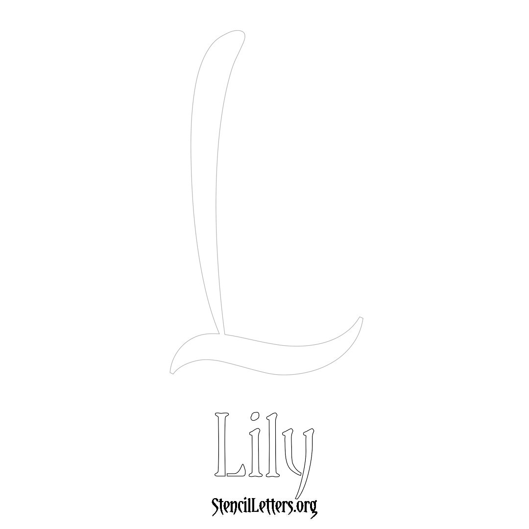 Lily printable name initial stencil in Vintage Brush Lettering