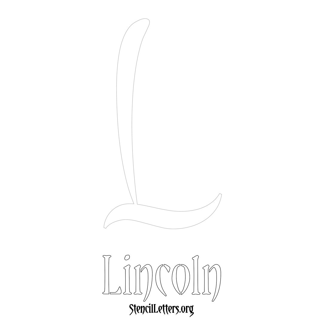 Lincoln printable name initial stencil in Vintage Brush Lettering