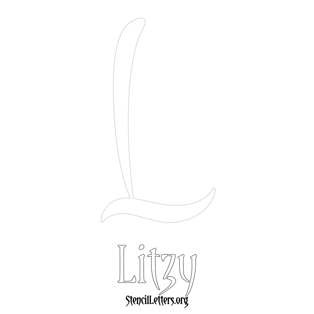 Litzy printable name initial stencil in Vintage Brush Lettering
