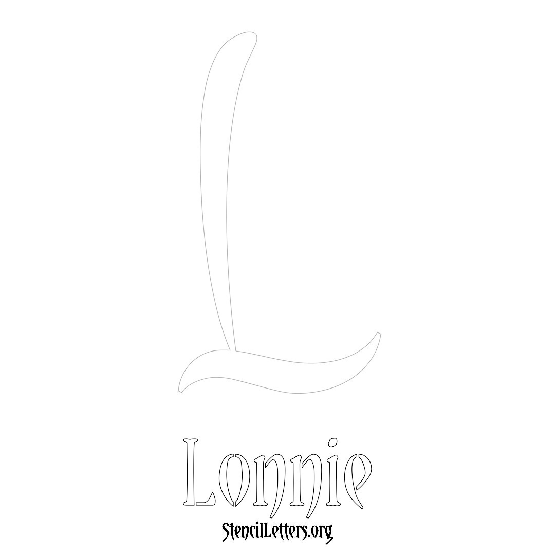 Lonnie printable name initial stencil in Vintage Brush Lettering