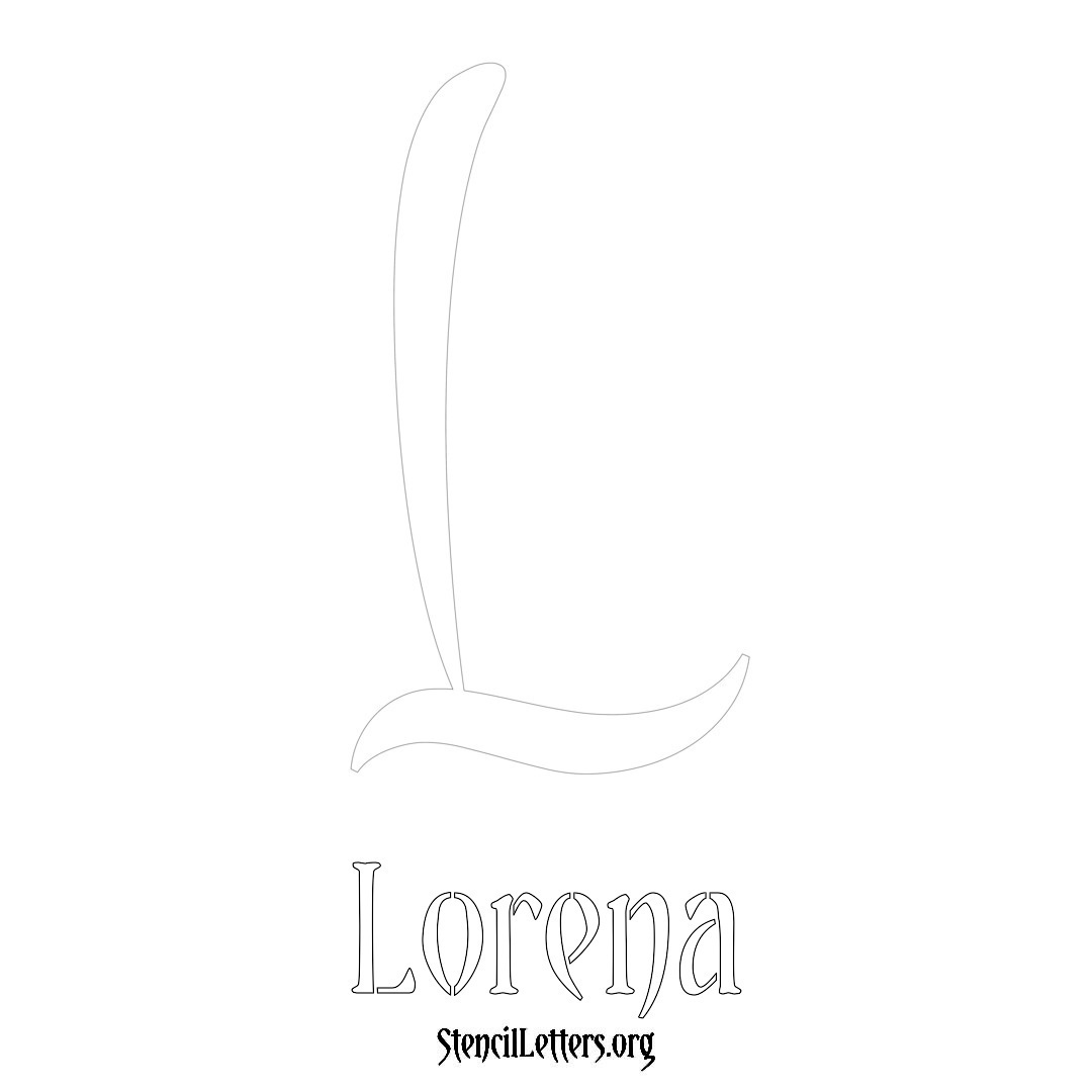 Lorena printable name initial stencil in Vintage Brush Lettering